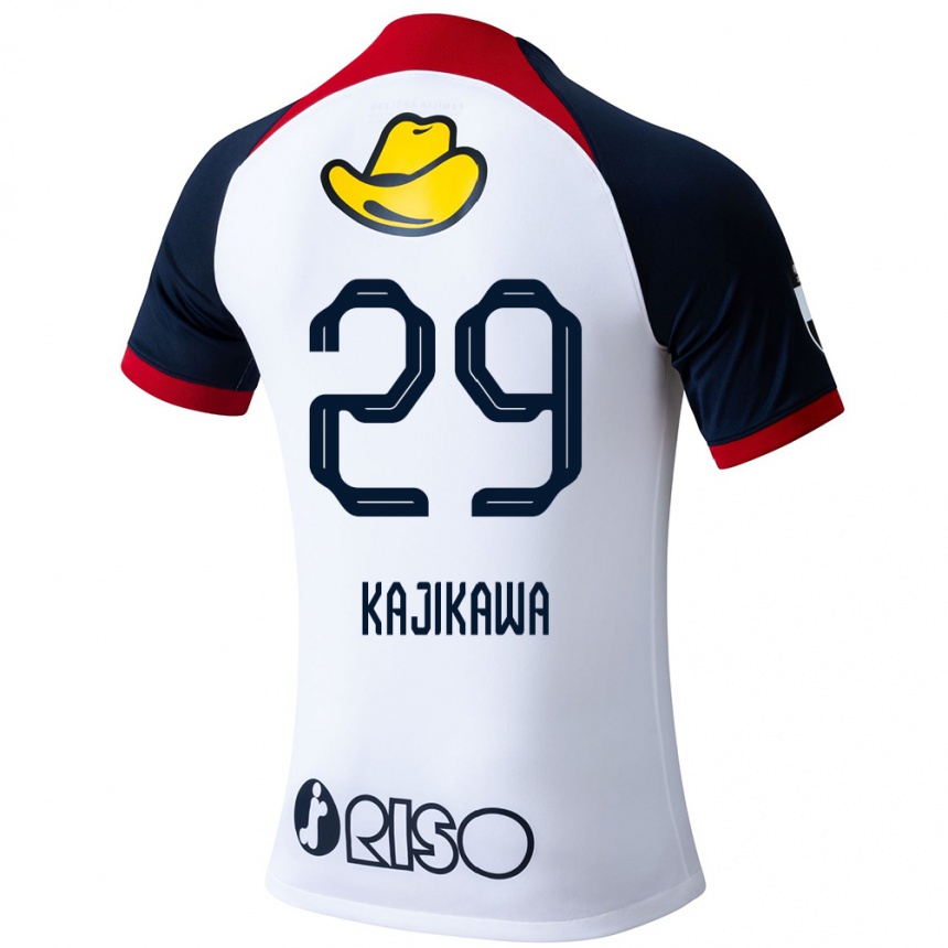 Kids Football Yuji Kajikawa #29 White Blue Red Away Jersey 2024/25 T-Shirt Uk