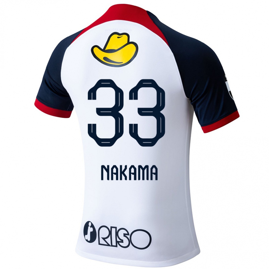 Kids Football Hayato Nakama #33 White Blue Red Away Jersey 2024/25 T-Shirt Uk