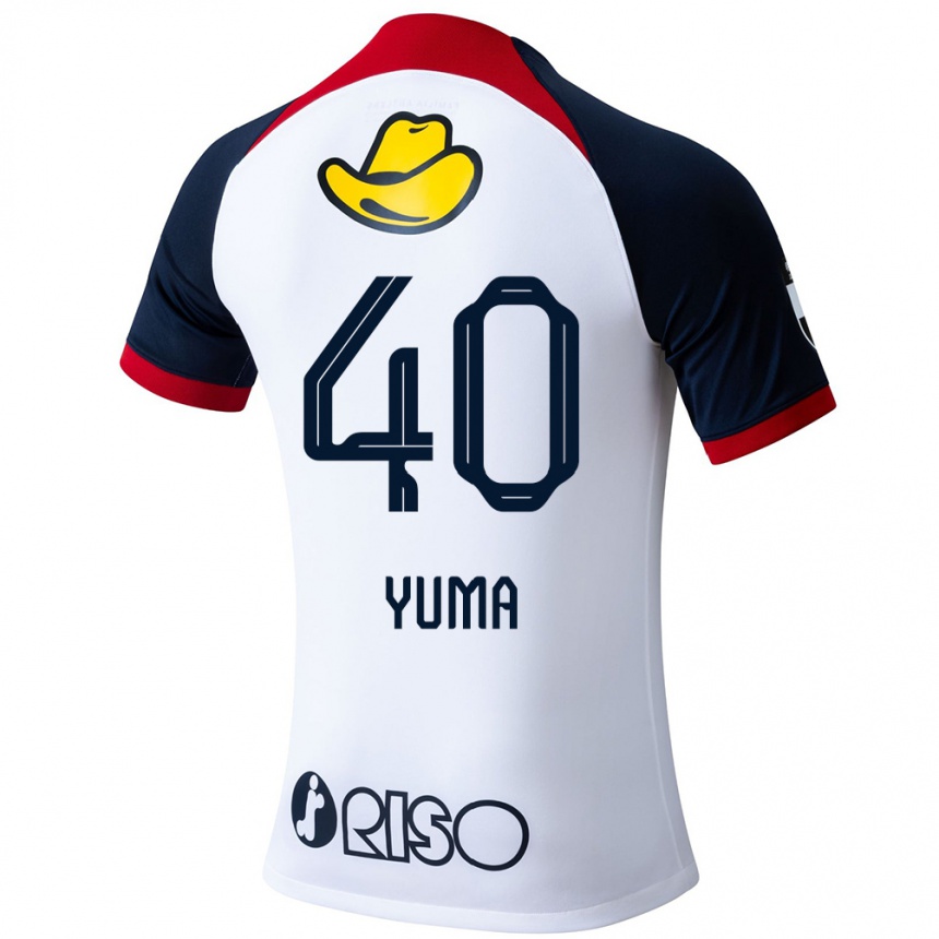 Kids Football Yuma Suzuki #40 White Blue Red Away Jersey 2024/25 T-Shirt Uk