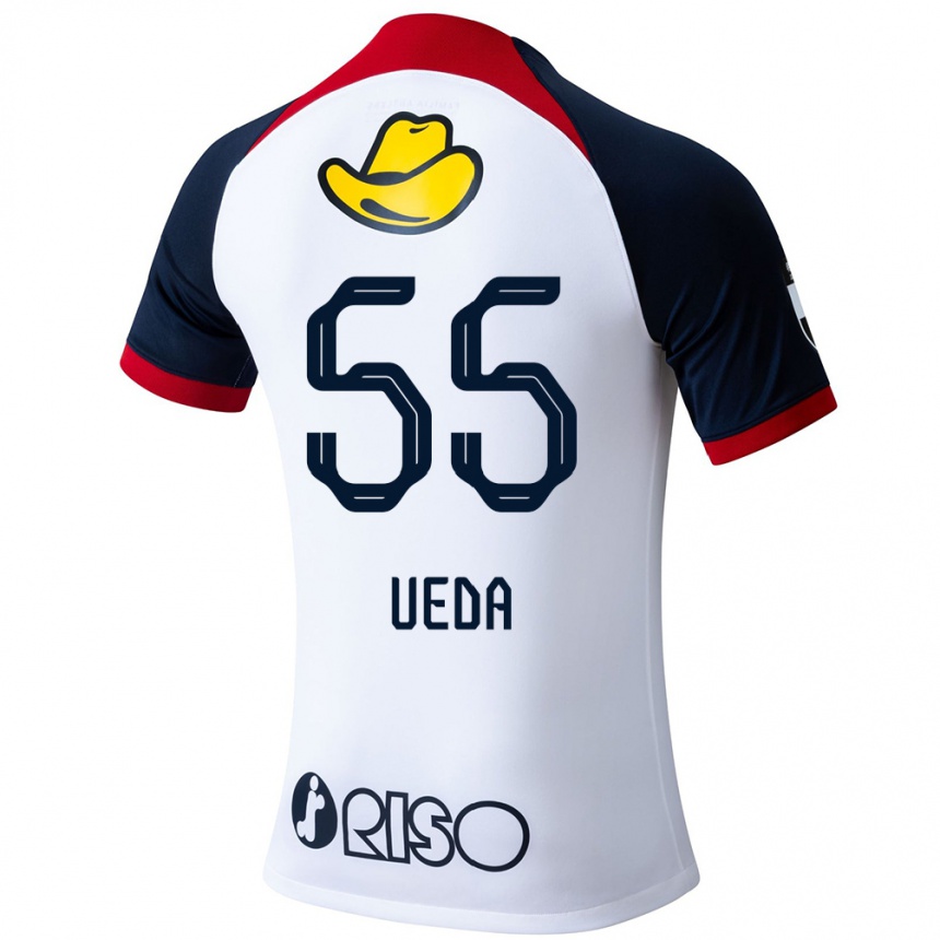 Kids Football Naomichi Ueda #55 White Blue Red Away Jersey 2024/25 T-Shirt Uk