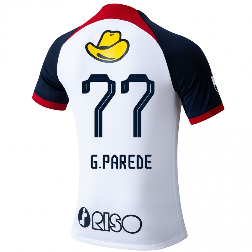 Kids Football Guilherme Parede #77 White Blue Red Away Jersey 2024/25 T-Shirt Uk