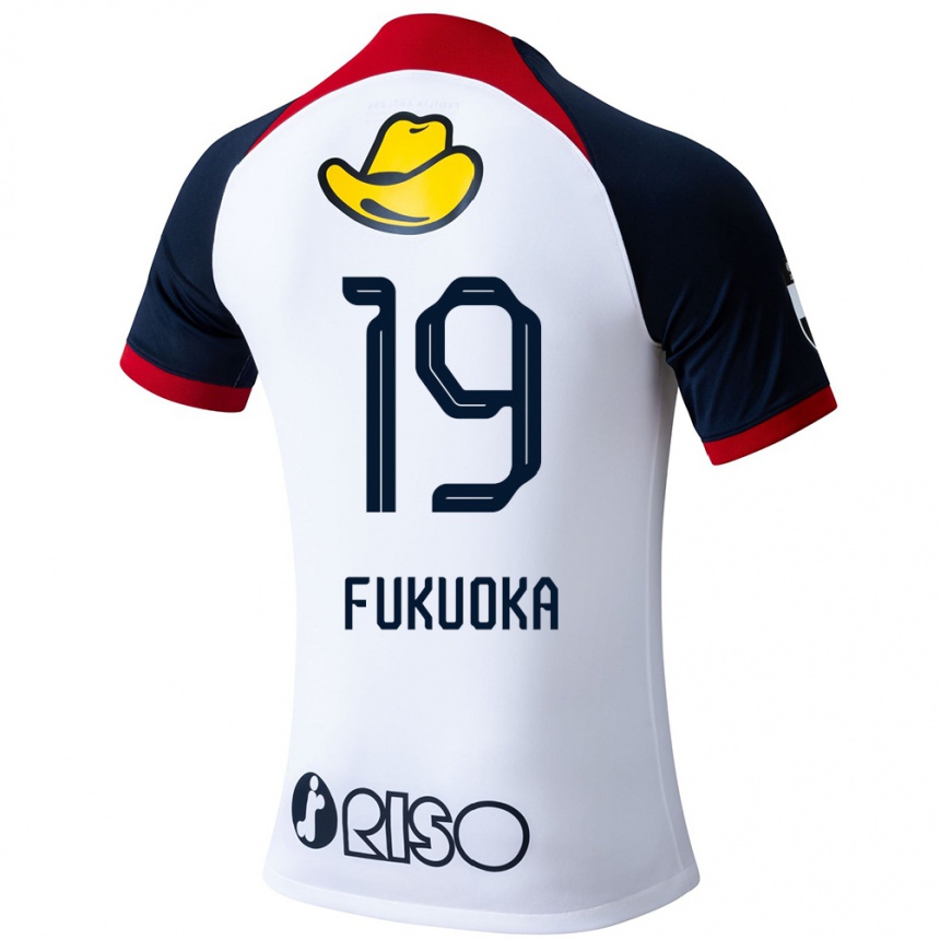 Kids Football Yuwa Fukuoka #19 White Blue Red Away Jersey 2024/25 T-Shirt Uk