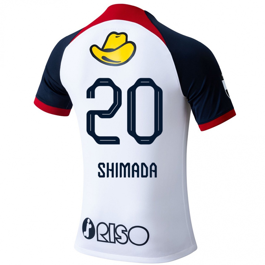 Kids Football Victor Shimada #20 White Blue Red Away Jersey 2024/25 T-Shirt Uk