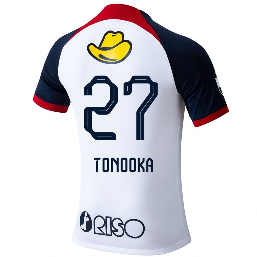 Kids Football Ryota Tonooka #27 White Blue Red Away Jersey 2024/25 T-Shirt Uk