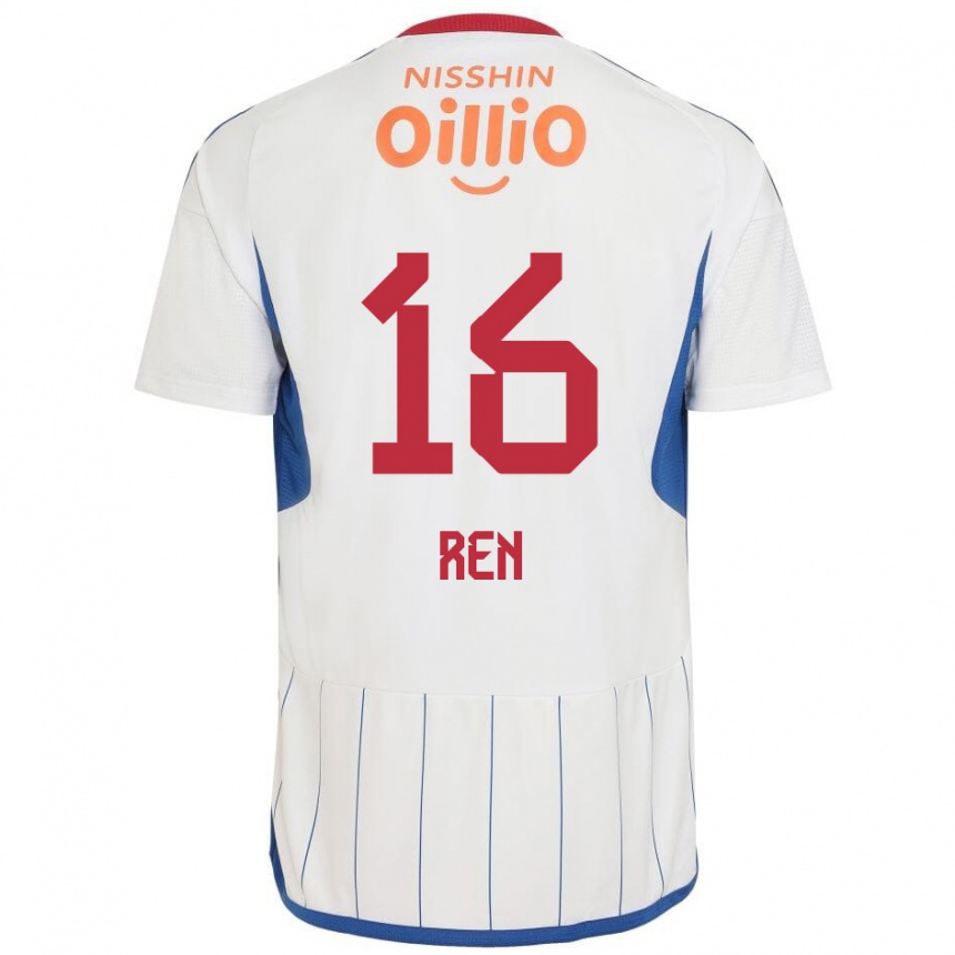 Kids Football Ren Kato #16 White Blue Red Away Jersey 2024/25 T-Shirt Uk