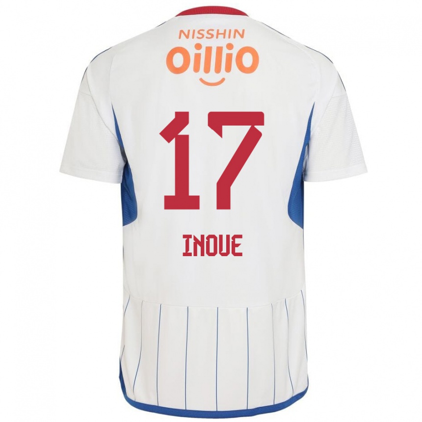 Kids Football Kenta Inoue #17 White Blue Red Away Jersey 2024/25 T-Shirt Uk