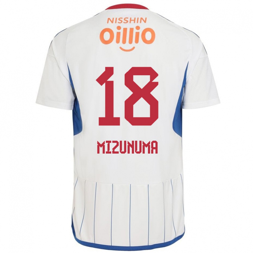 Kids Football Kota Mizunuma #18 White Blue Red Away Jersey 2024/25 T-Shirt Uk