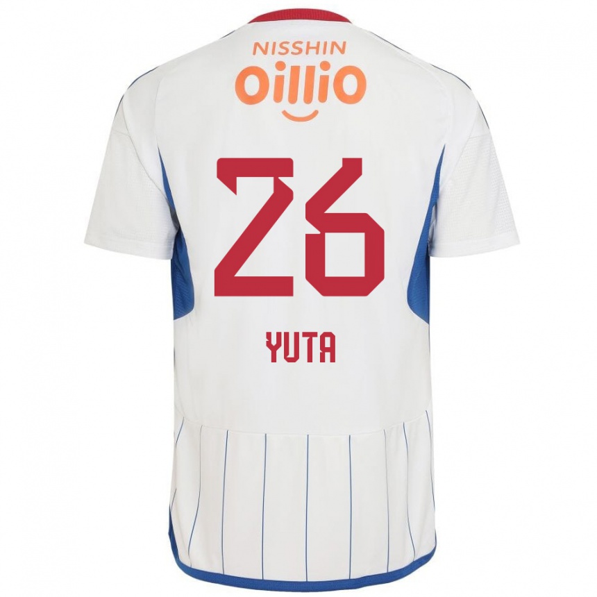 Kids Football Yuta Koike #26 White Blue Red Away Jersey 2024/25 T-Shirt Uk