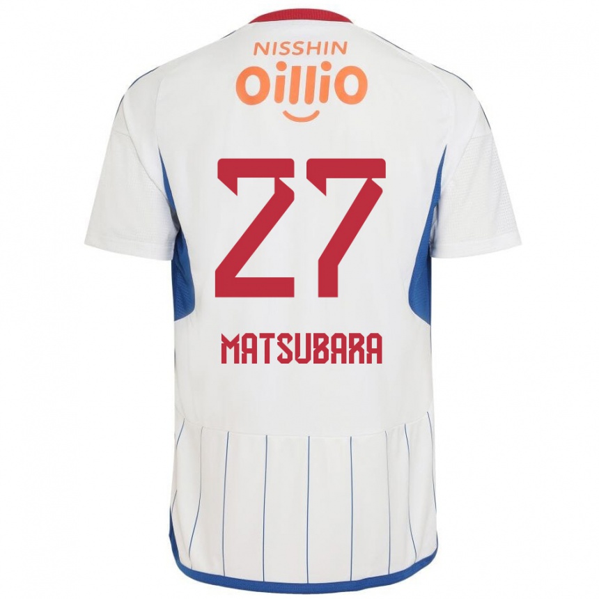 Kids Football Ken Matsubara #27 White Blue Red Away Jersey 2024/25 T-Shirt Uk