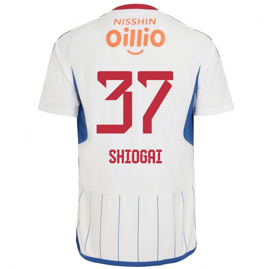 Kids Football Kento Shiogai #37 White Blue Red Away Jersey 2024/25 T-Shirt Uk