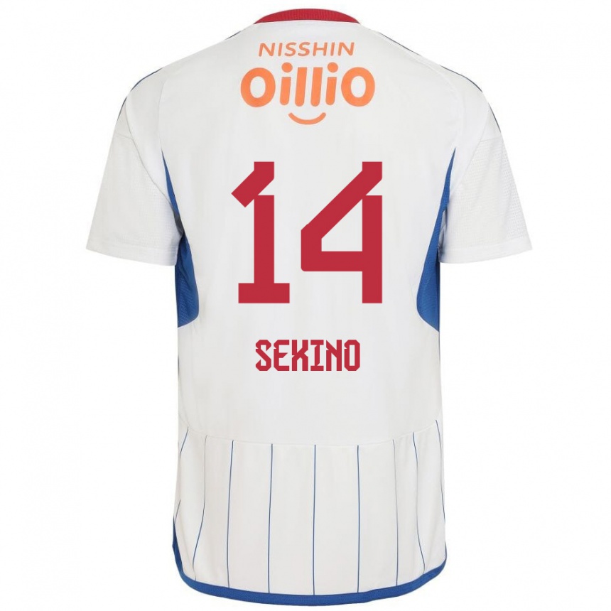 Kids Football Aiki Sekino #14 White Blue Red Away Jersey 2024/25 T-Shirt Uk