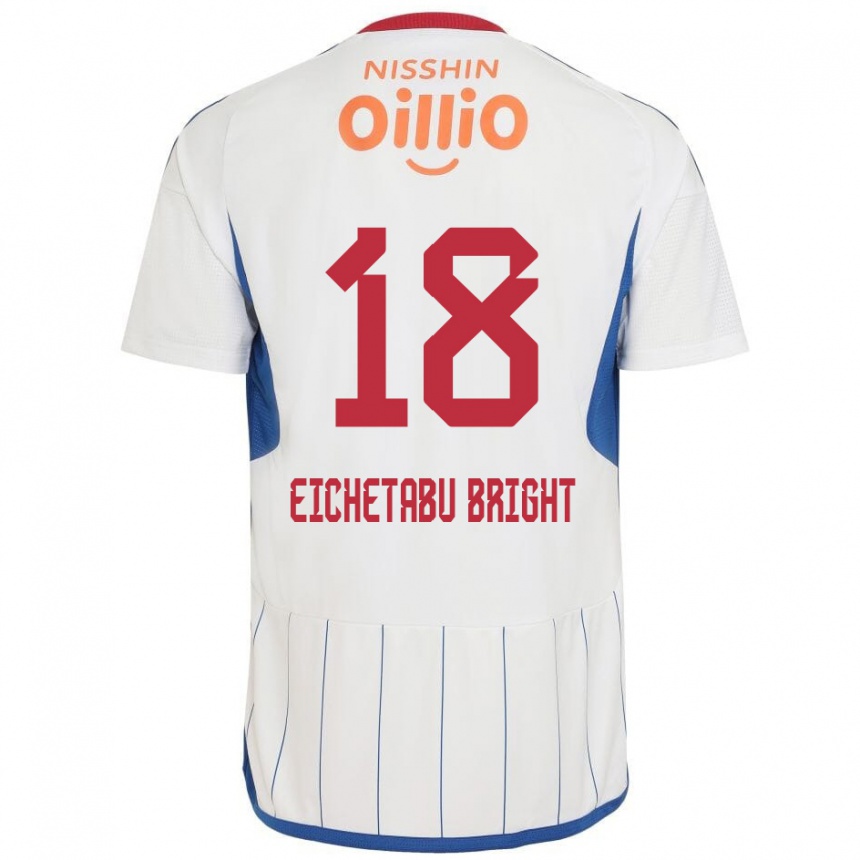 Kids Football Kai Eichetabu Bright #18 White Blue Red Away Jersey 2024/25 T-Shirt Uk