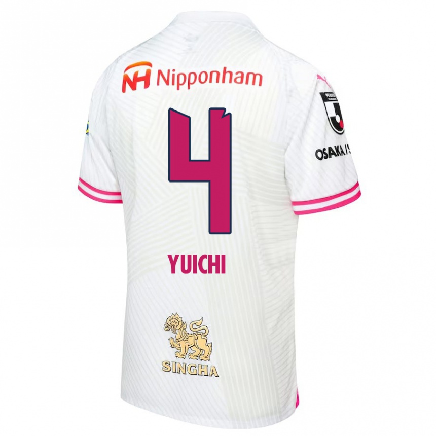 Kids Football Yuichi Hirano #4 White Pink Away Jersey 2024/25 T-Shirt Uk