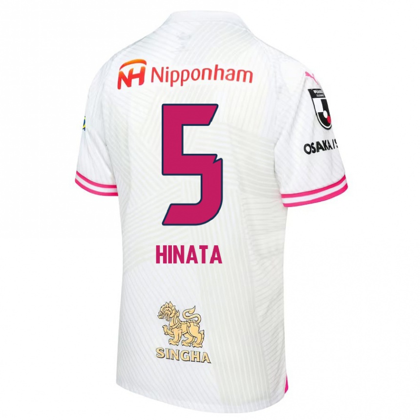 Kids Football Hinata Kida #5 White Pink Away Jersey 2024/25 T-Shirt Uk