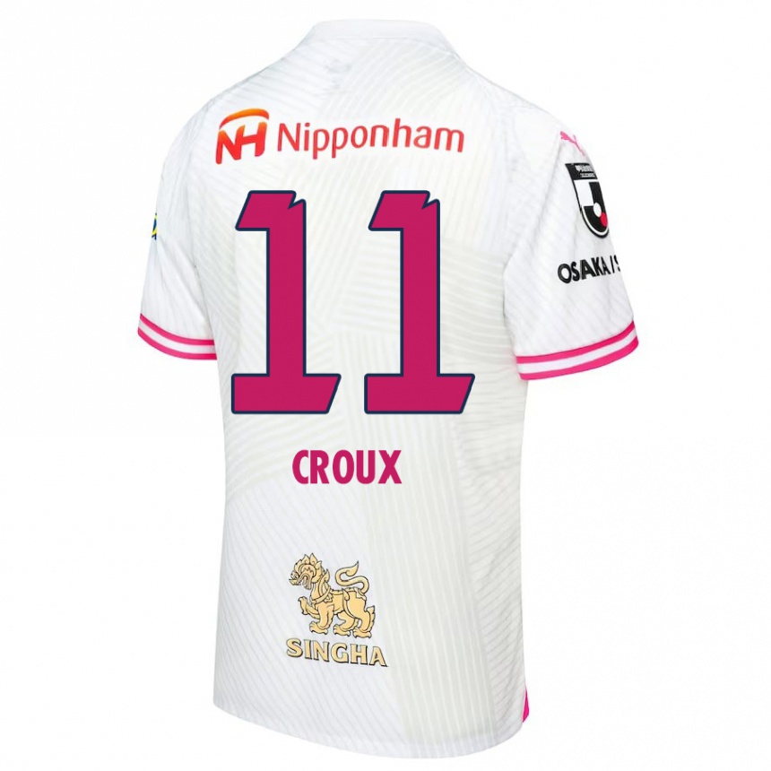 Kids Football Jordy Croux #11 White Pink Away Jersey 2024/25 T-Shirt Uk