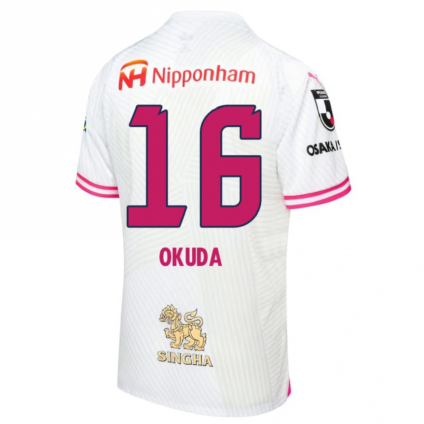 Kids Football Hayato Okuda #16 White Pink Away Jersey 2024/25 T-Shirt Uk