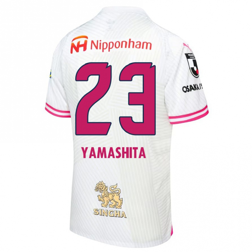 Kids Football Tatsuya Yamashita #23 White Pink Away Jersey 2024/25 T-Shirt Uk