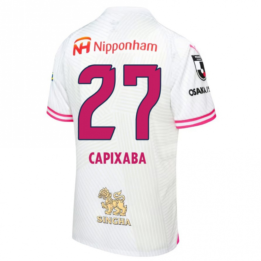 Kids Football Capixaba #27 White Pink Away Jersey 2024/25 T-Shirt Uk