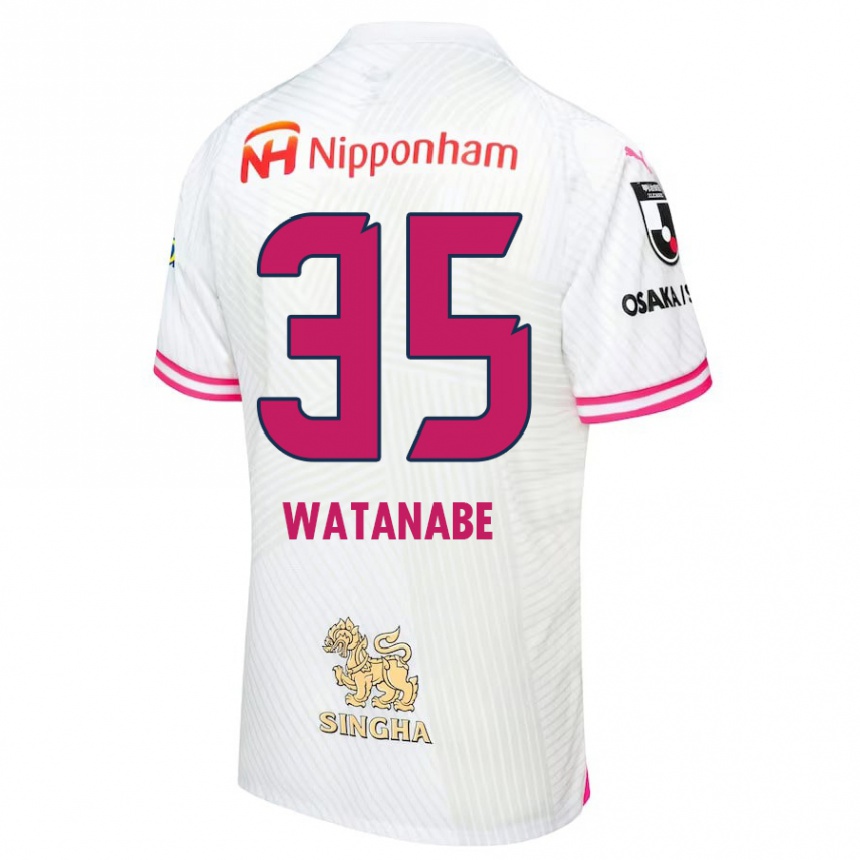 Kids Football Ryo Watanabe #35 White Pink Away Jersey 2024/25 T-Shirt Uk