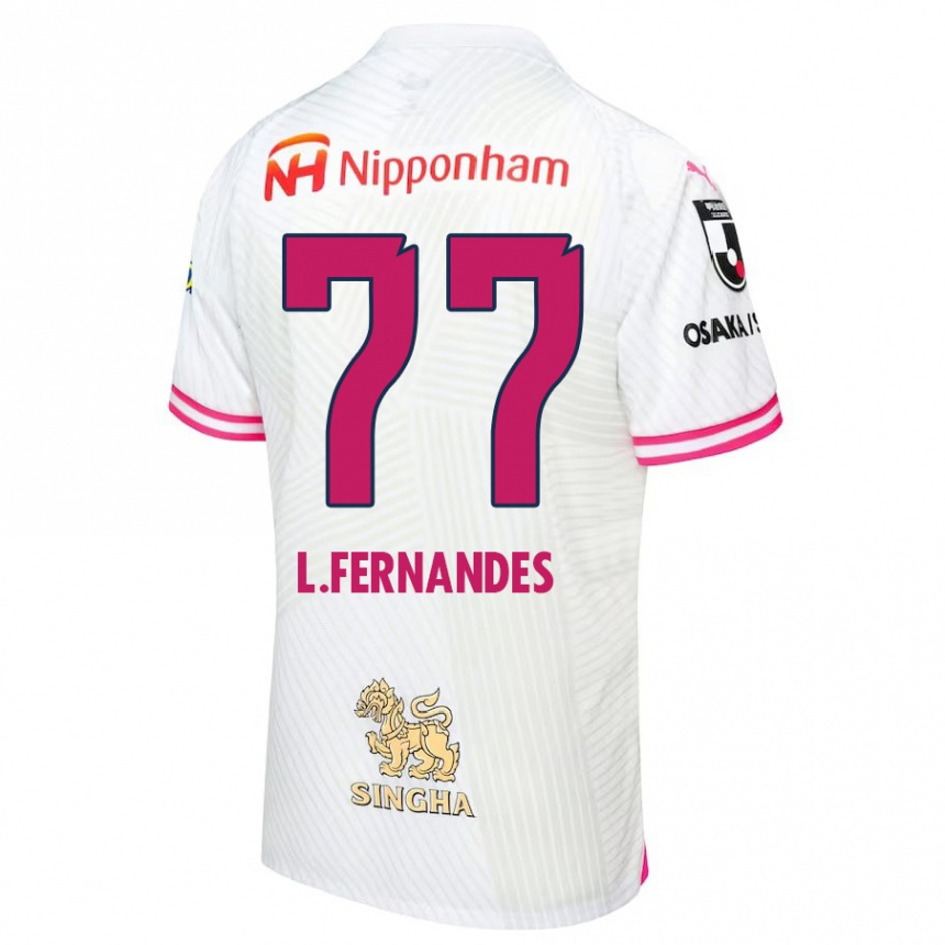 Kids Football Lucas Fernandes #77 White Pink Away Jersey 2024/25 T-Shirt Uk