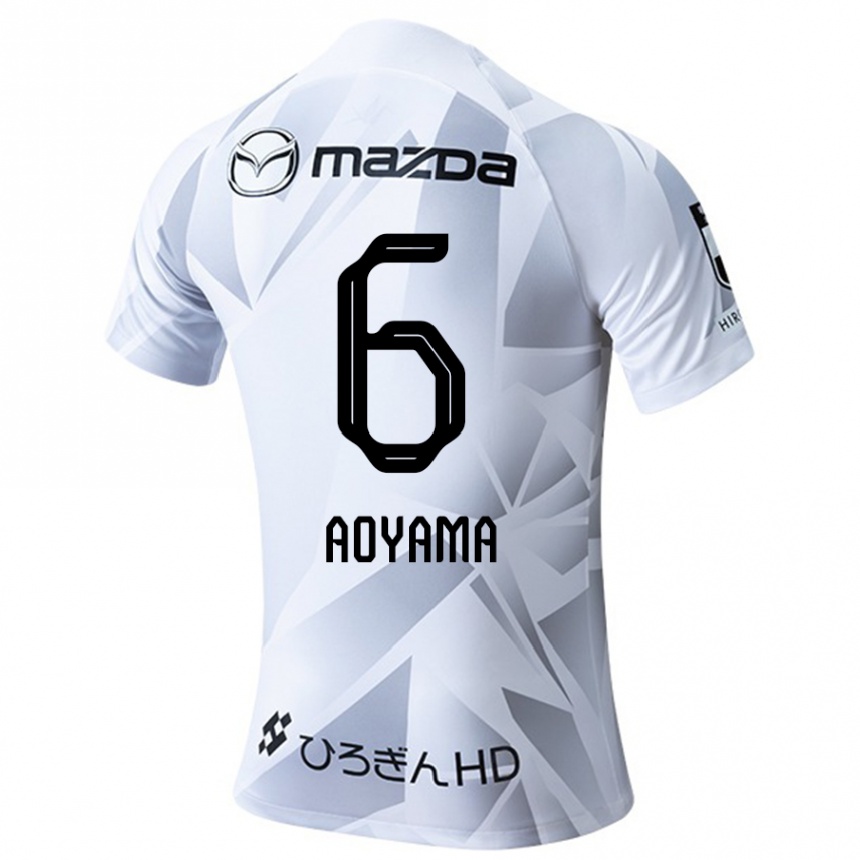 Kids Football Toshihiro Aoyama #6 White Grey Black Away Jersey 2024/25 T-Shirt Uk