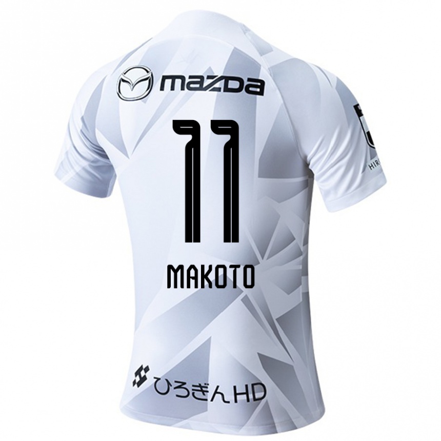 Kids Football Makoto Mitsuta #11 White Grey Black Away Jersey 2024/25 T-Shirt Uk