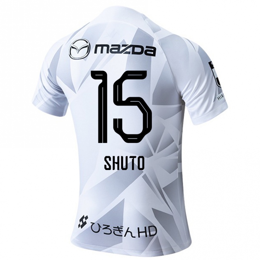 Kids Football Shuto Nakano #15 White Grey Black Away Jersey 2024/25 T-Shirt Uk