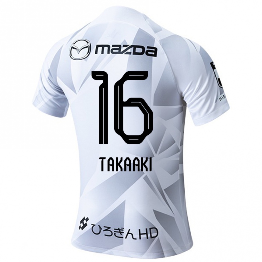 Kids Football Takaaki Shichi #16 White Grey Black Away Jersey 2024/25 T-Shirt Uk