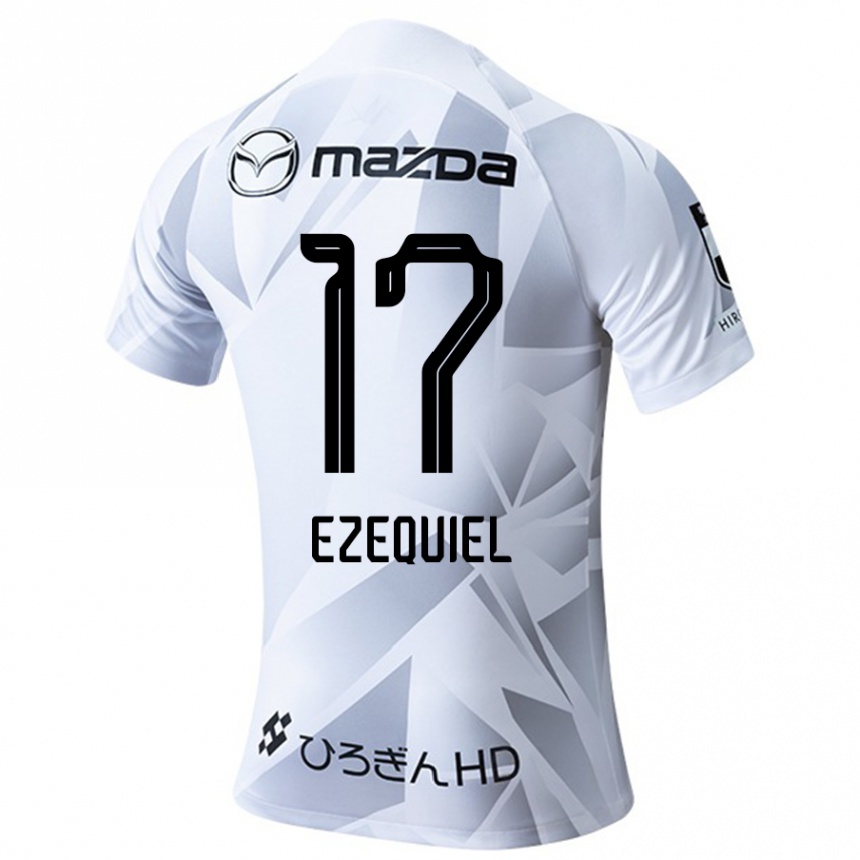 Kids Football Ezequiel #17 White Grey Black Away Jersey 2024/25 T-Shirt Uk