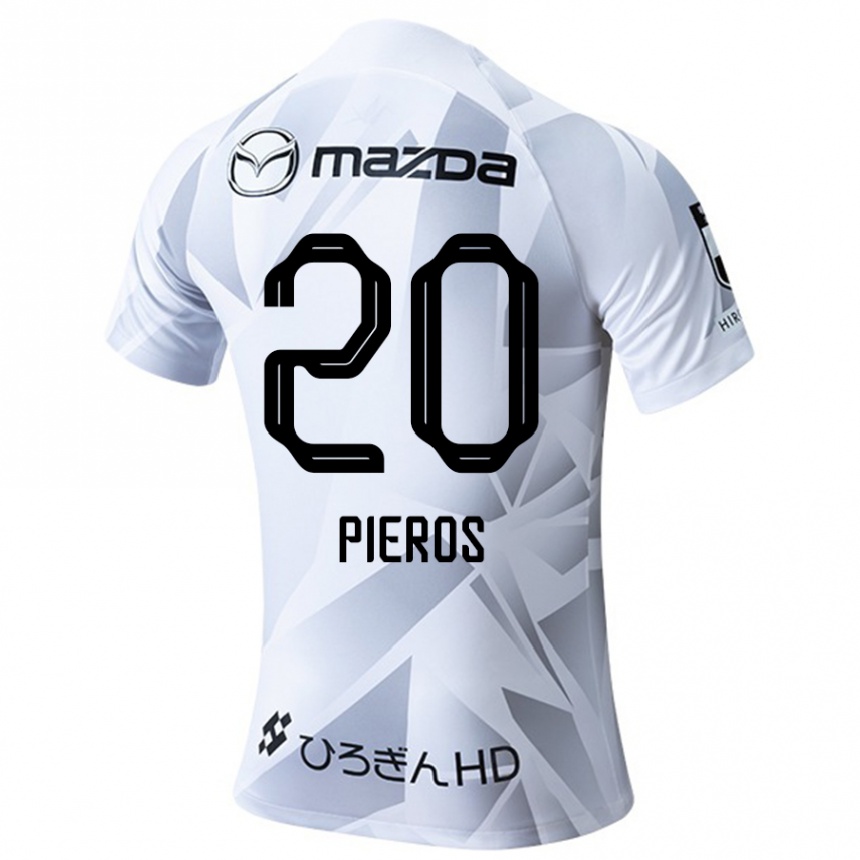 Kids Football Pieros Sotiriou #20 White Grey Black Away Jersey 2024/25 T-Shirt Uk