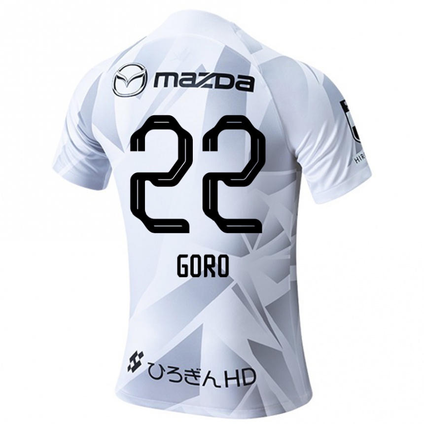 Kids Football Goro Kawanami #22 White Grey Black Away Jersey 2024/25 T-Shirt Uk