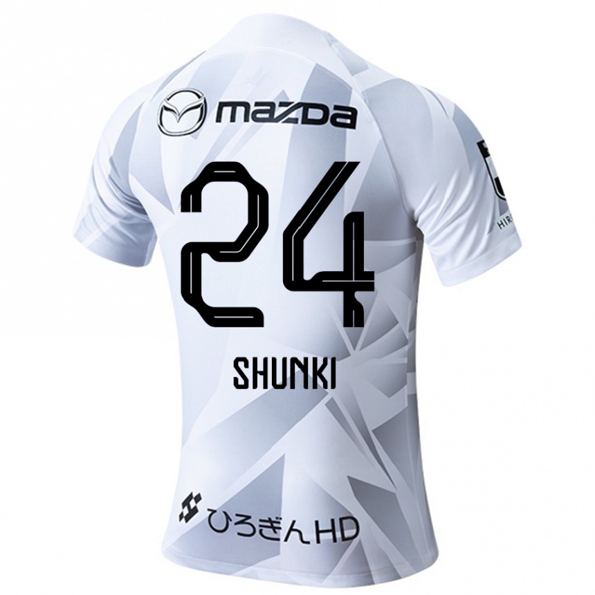 Kids Football Shunki Higashi #24 White Grey Black Away Jersey 2024/25 T-Shirt Uk