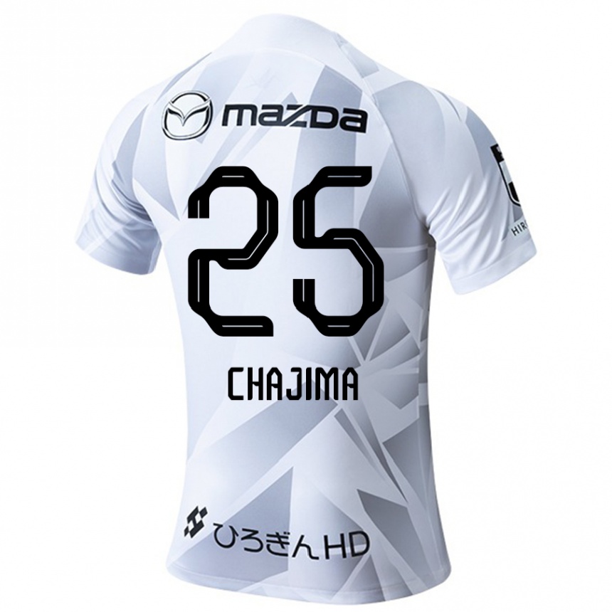 Kids Football Yusuke Chajima #25 White Grey Black Away Jersey 2024/25 T-Shirt Uk