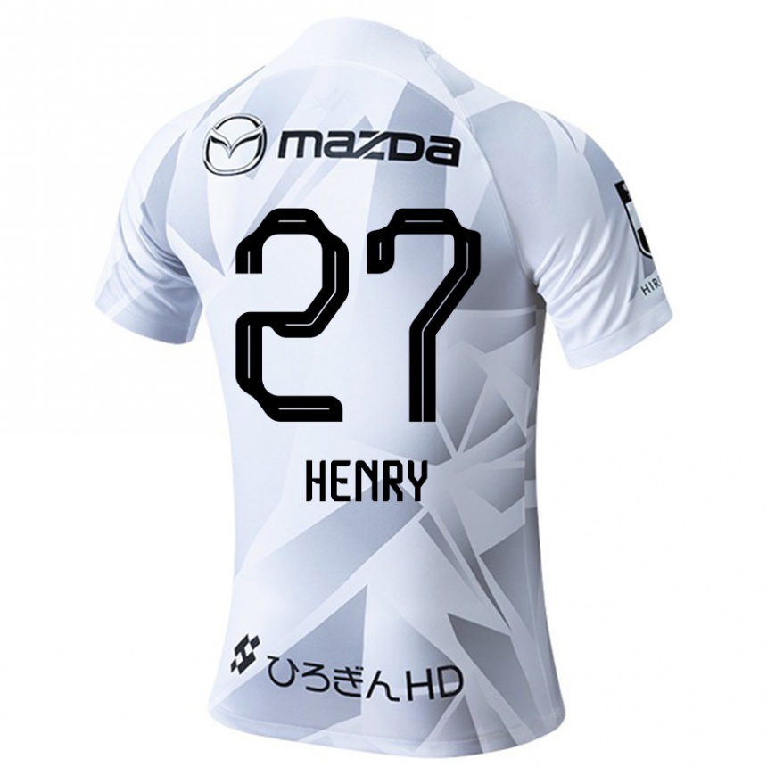 Kids Football Osamu Henry Iyoha #27 White Grey Black Away Jersey 2024/25 T-Shirt Uk