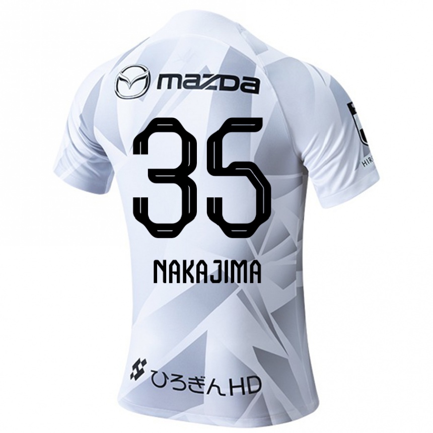 Kids Football Yotaro Nakajima #35 White Grey Black Away Jersey 2024/25 T-Shirt Uk