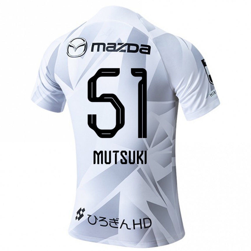 Kids Football Mutsuki Kato #51 White Grey Black Away Jersey 2024/25 T-Shirt Uk