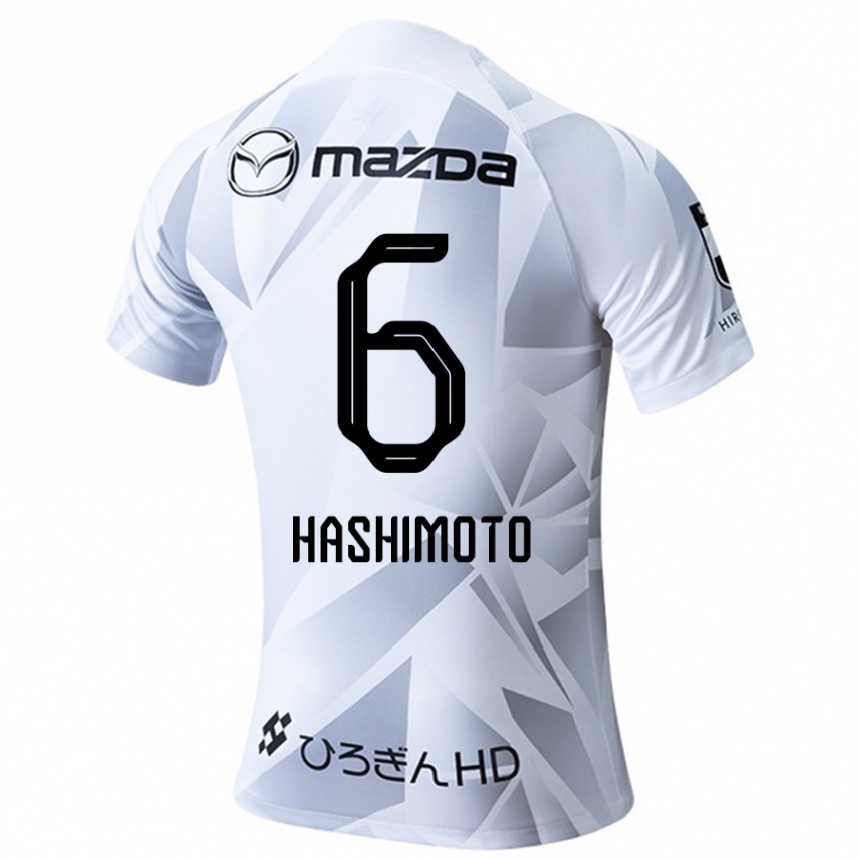 Kids Football Hinata Hashimoto #6 White Grey Black Away Jersey 2024/25 T-Shirt Uk