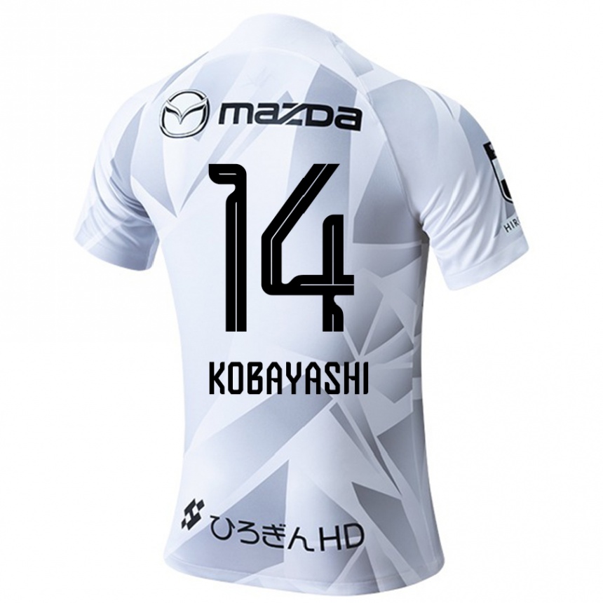 Kids Football Shimon Kobayashi #14 White Grey Black Away Jersey 2024/25 T-Shirt Uk