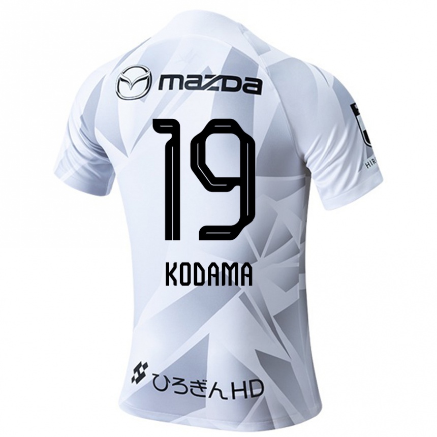 Kids Football Tsukasa Kodama #19 White Grey Black Away Jersey 2024/25 T-Shirt Uk