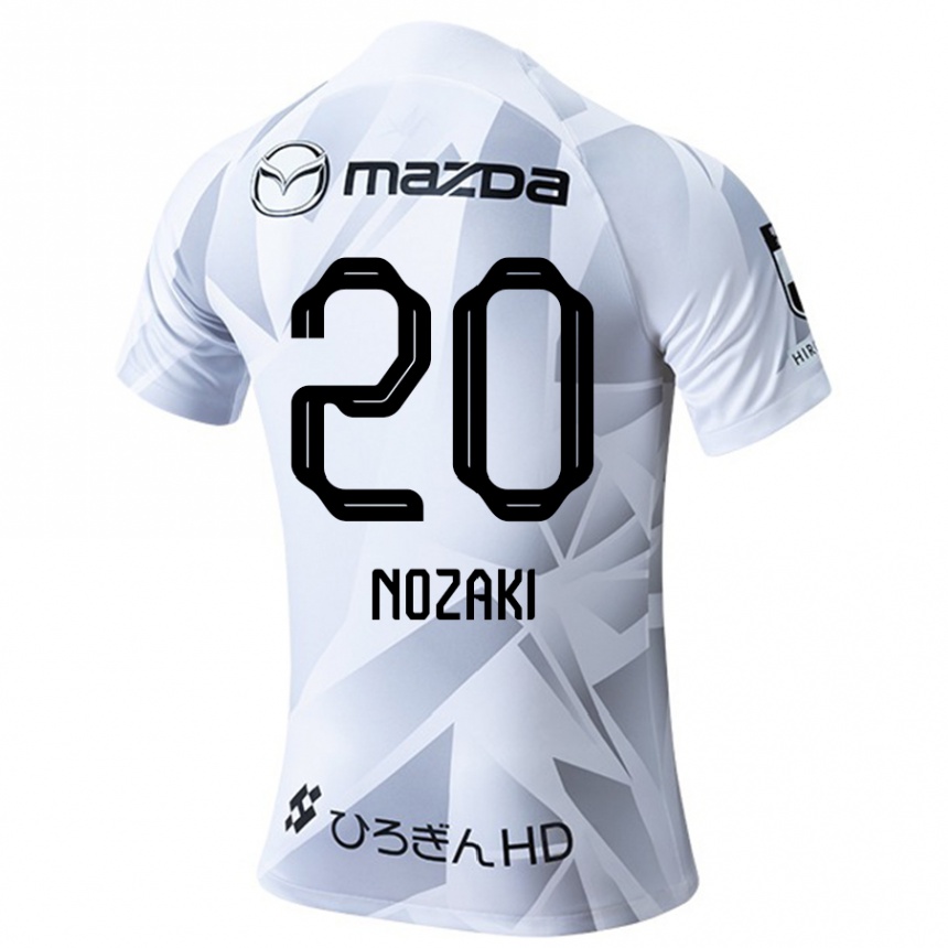 Kids Football Kota Nozaki #20 White Grey Black Away Jersey 2024/25 T-Shirt Uk