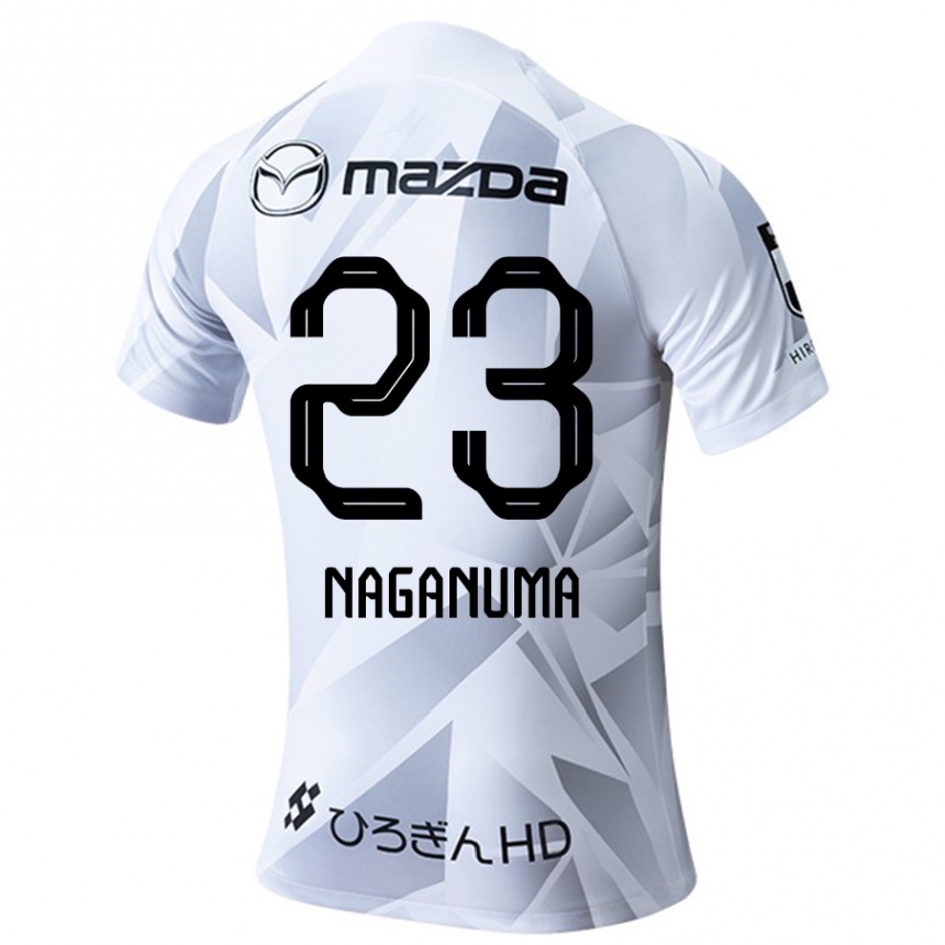 Kids Football Seimei Naganuma #23 White Grey Black Away Jersey 2024/25 T-Shirt Uk