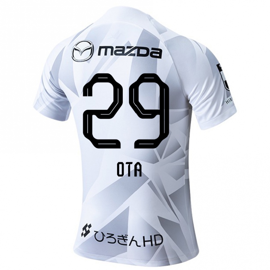 Kids Football Hiroto Ota #29 White Grey Black Away Jersey 2024/25 T-Shirt Uk