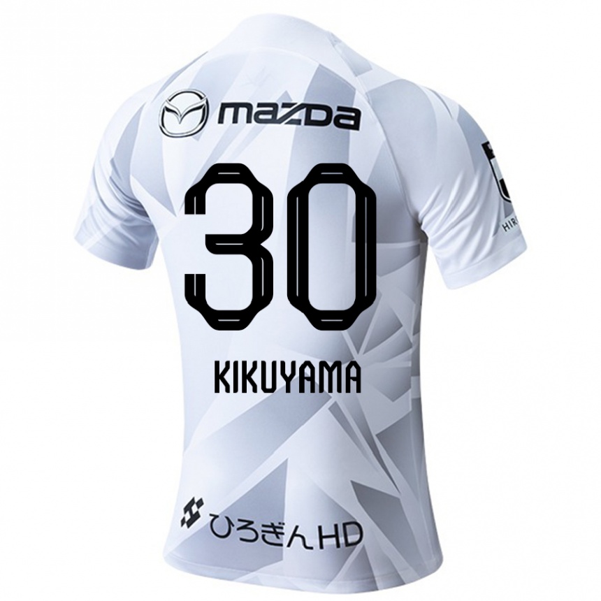 Kids Football Rio Kikuyama #30 White Grey Black Away Jersey 2024/25 T-Shirt Uk