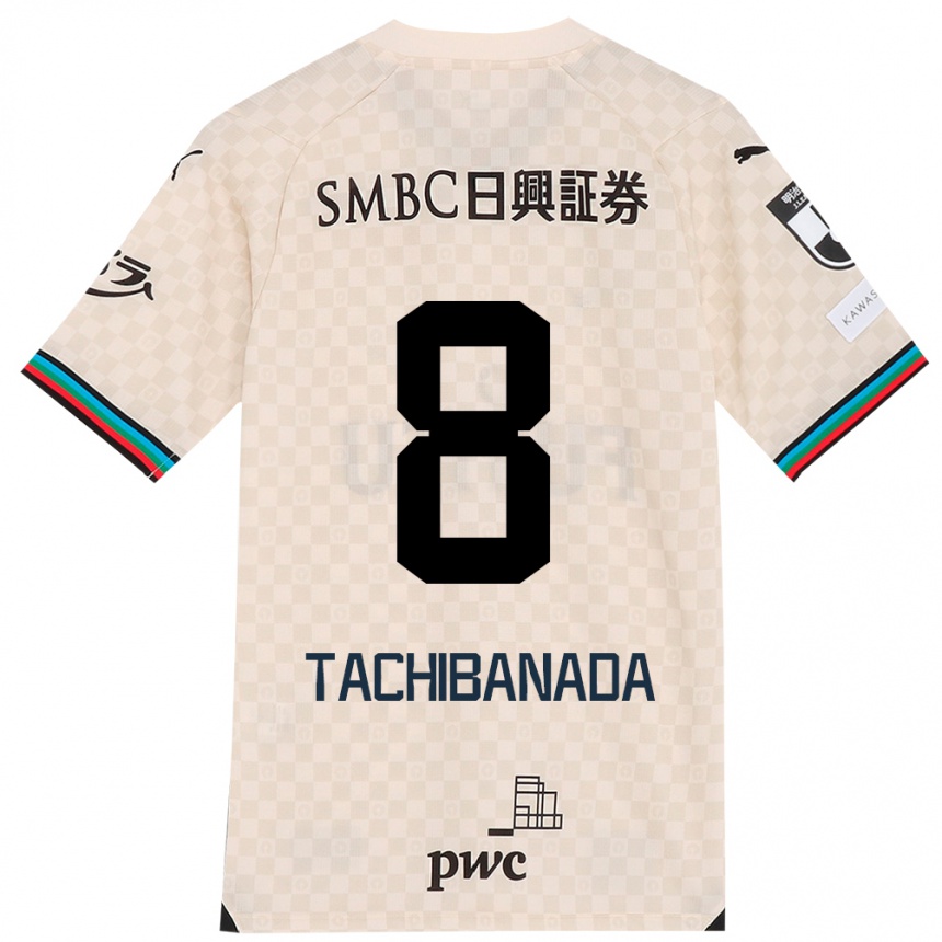 Kids Football Kento Tachibanada #8 White Gray Away Jersey 2024/25 T-Shirt Uk