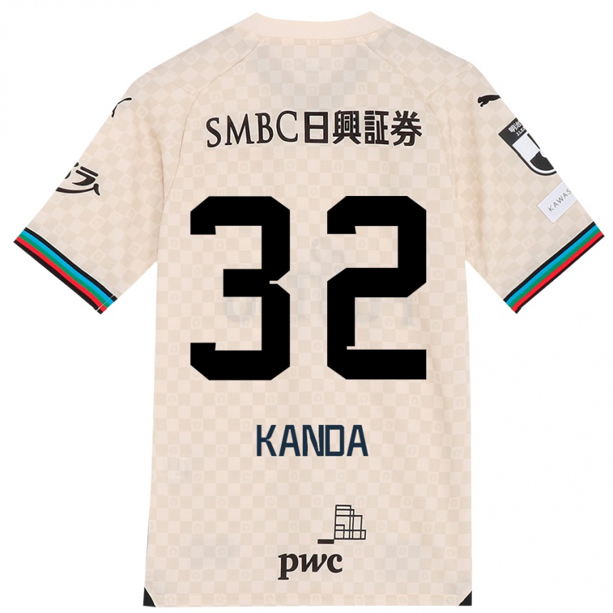 Kids Football Soma Kanda #32 White Gray Away Jersey 2024/25 T-Shirt Uk