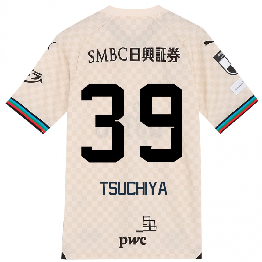 Kids Football Kaito Tsuchiya #39 White Gray Away Jersey 2024/25 T-Shirt Uk