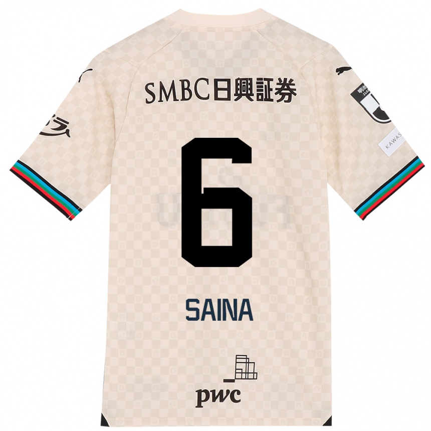 Kids Football Yuta Saina #6 White Gray Away Jersey 2024/25 T-Shirt Uk