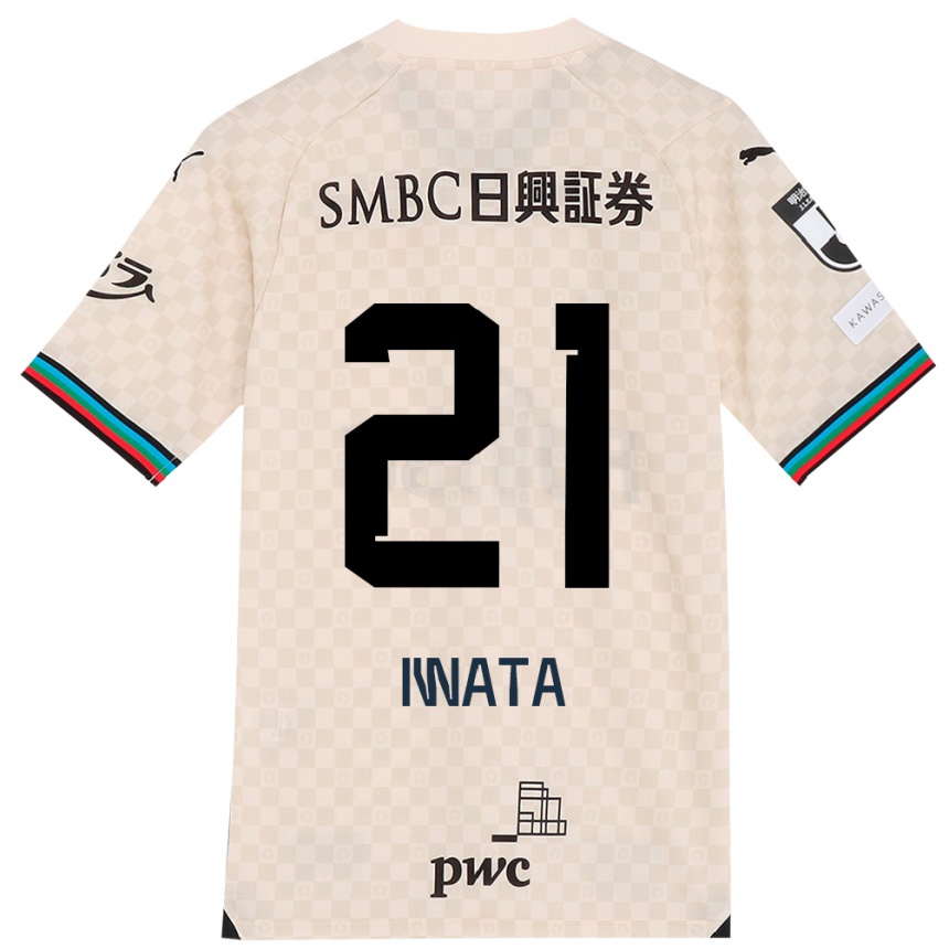 Kids Football Kantaro Iwata #21 White Gray Away Jersey 2024/25 T-Shirt Uk