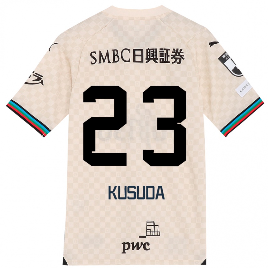 Kids Football Haruki Kusuda #23 White Gray Away Jersey 2024/25 T-Shirt Uk