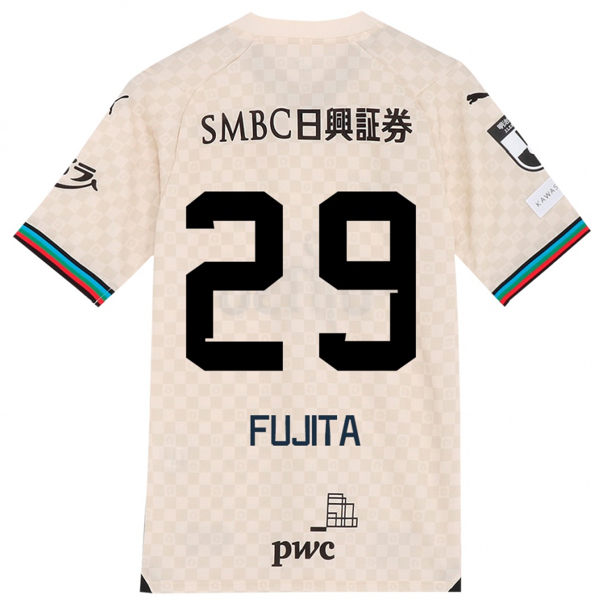 Kids Football Asuto Fujita #29 White Gray Away Jersey 2024/25 T-Shirt Uk